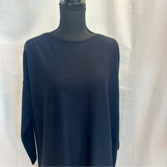 EILEEN fisher navy blue Merino wool tunic sweater dress SZ M - Picture 2 of 10